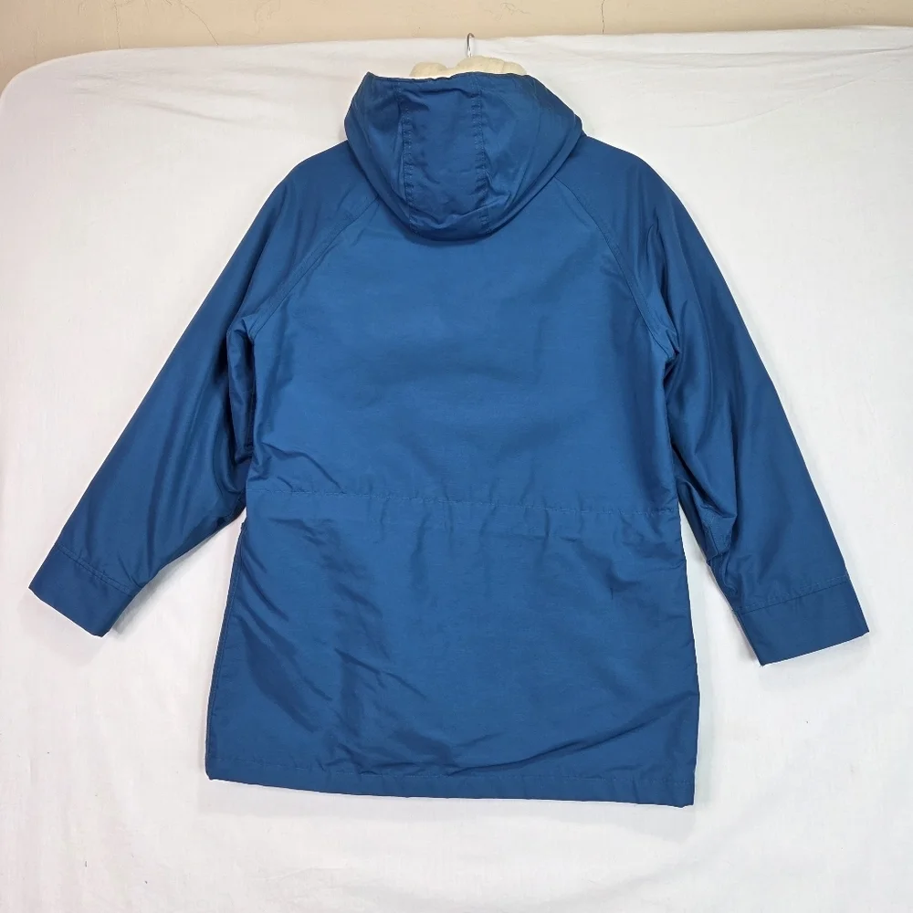 Vintage Woolrich Woman Blue Hooded Parka Jacket Wool Lined USA‎ Sz S